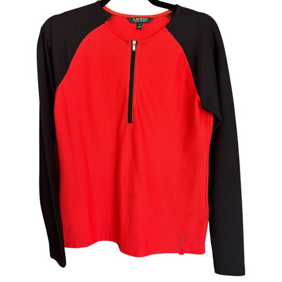 Lauren Ralph Lauren Active 1/4 Zip Athletic Two-Tone Top Size Medium - Picture 1 of 4